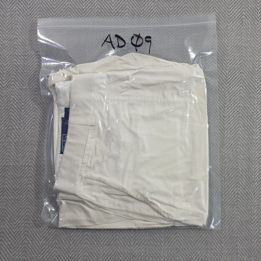 Polo Ralph Lauren Linen Silk Pants Mens 34x30 Off-White Summer Luxury Trousers